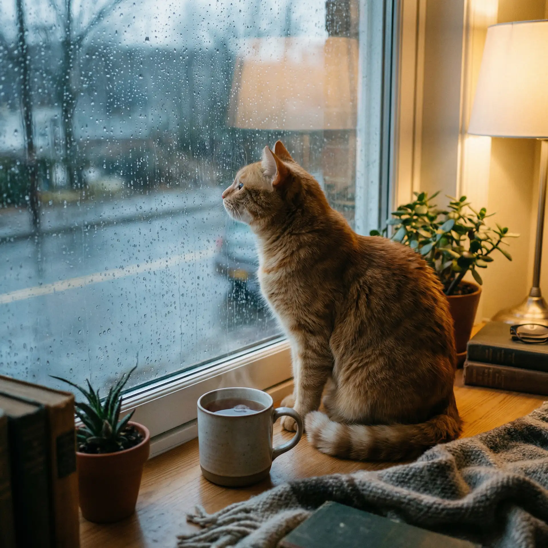 猫咪望着窗外的雨 - 情欲电车